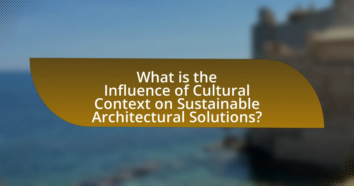 What is the Influence of Cultural Context on Sustainable Architectural Solutions?